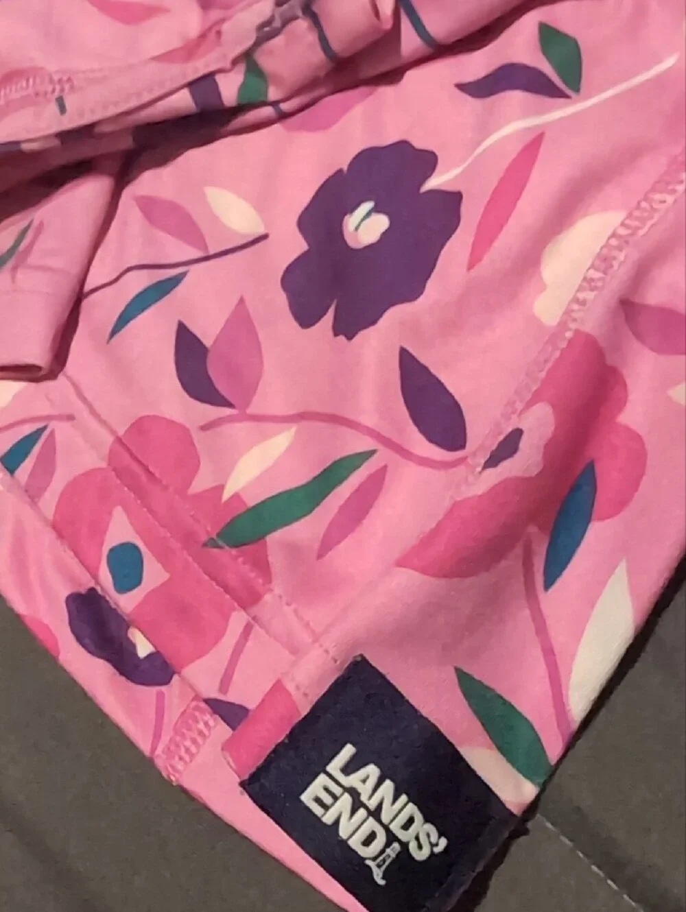Lands' End Pink Floral Kids Pajama Set - Long Sleeve Top & Pants